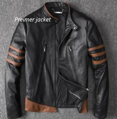$92.65 • Buy X-Men Wolverine Origins Motorcycle Biker Genuine Real Brown Leather Jacket Size