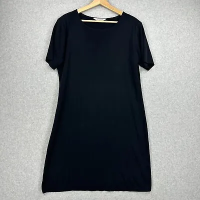 Misook Dress Large Black Short Sleeve Acrylic Knit Classic Basic Made In Korea • $29.97