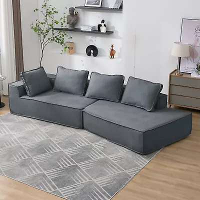 122'' Convertible Sectional Sofa Curved Modern Couch With 4 Throw Pillows • $699.99