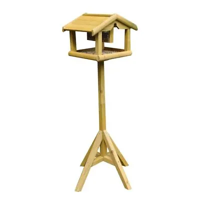£26.99 • Buy Deluxe Wooden Bird Table With Built In Feeder Free Standing Bird Feeding Station