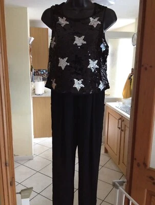 £8 • Buy Girls Black/Silver Sequins Jumpsuit With Pockets Age 13/14 Years M&S