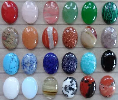 1pcs Oval 18x25mm Natural/Synthetic Gemstone Cabochon Cameo Flat Back • £4.10