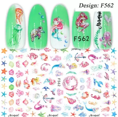 Nail Art Stickers Transfers 3D Self Adhesive Mermaid Jellyfish Turtle Shell NS3 • $2.69