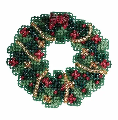 Holly Wreath Bead Christmas Ornament Kit Mill Hill 2006 Winter Holiday • $8.99