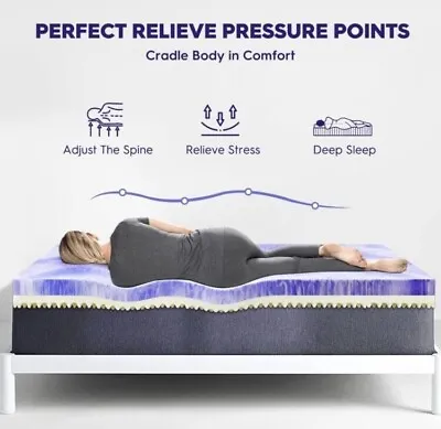 Gel Infused Memory Foam Mattress Topper 3  W/ Breathable Bamboo Cover KING • $79.99