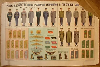 Soviet Russian Original POSTER Uniform Military Rank Insignia General Marshal • $149.99