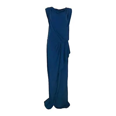 Vionnet Womens Draped Stretch-Jersey Maxi Dress Blue Size Large EUR48 UK16 US12 • $764.15
