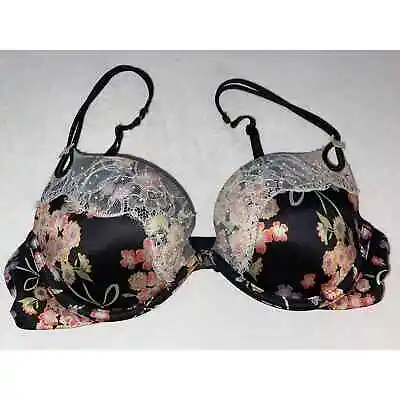 Victoria Secret Plunge 34C Floral Wired Push Up Bra Lace & Seed Pearls • $20
