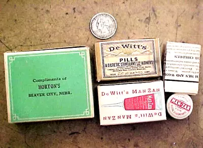 Vintage Sample DeWitt Medicine Tin & Boxes - Beaver City Nebraska • $5.50