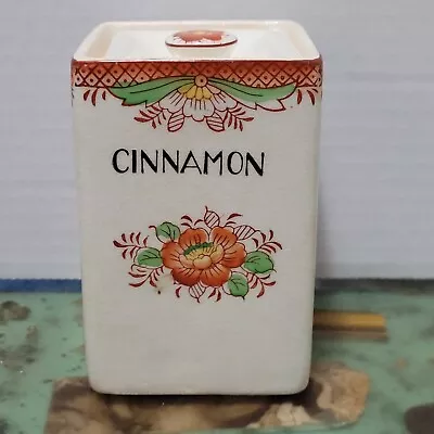 Vintage 1920s Mikori Ware Cinnamon Jar & Lid Hand Painted Ceramic Flowers Deco • $12