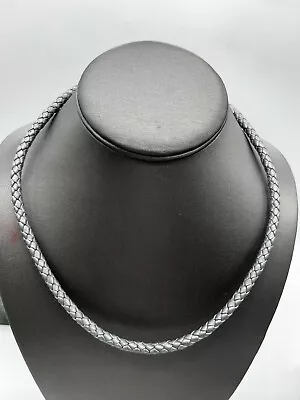 Stunning~ Michael Dawkins  Sterling Braided Pebbled Black Leather  Necklace! • $46.99