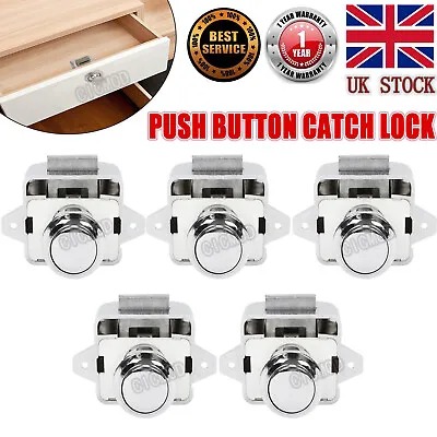 5x Push Button Catch Locks Latch Knobs Drawer Cupboard Cabinet Door Campervan UK • £9.99