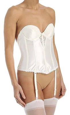 £29 • Buy VA BIEN Cream Lace Plunge Low Back Bustier With Garters, US 40B