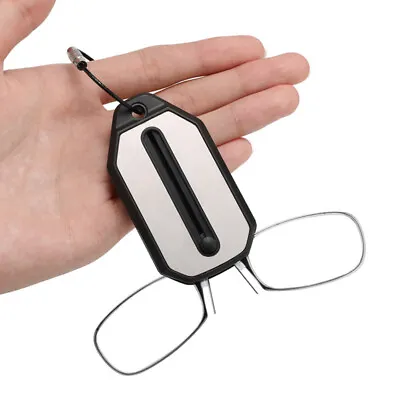 Mini Nose Clip On Portable Reading Glasses Rimless Key Chain Wallet Magnifying • £3.54