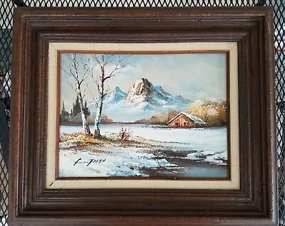 G Whitman Original '78 Oil Painting 16x12  SNOW MOUNTAIN LANDSCAPE Framed 24x20  • $25