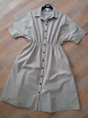 Beige Vintage/50s Style Button Down Shirt/Safari/Western/Cowgirl Dress - 12-14? • £10