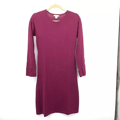 Garnet Hill Women Size XS Dress Magenta Long Sleeve Merino Wool Sweater Knit • $23.99