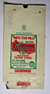 LARGE Vintage Paper Sack Bag - MELROSE FLOUR WHITE STAR MILLS STAUNTON VA 1959 • $18