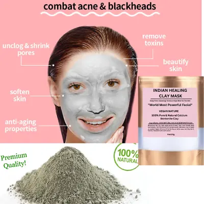 2X Bentonite Powder Indian Healing Clay Mask For Acne Pores Face Skin Care 20g • $5.99