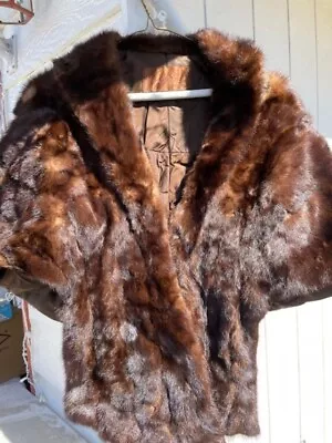  Dark Brown Mink Fur Vintage Shawl Cape Shrug Collard  By Evans In Chicago • $50