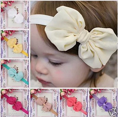 £2.99 • Buy Cute Adorable Children Baby Bow Headband Soft Elastic Hair Accessories Band New