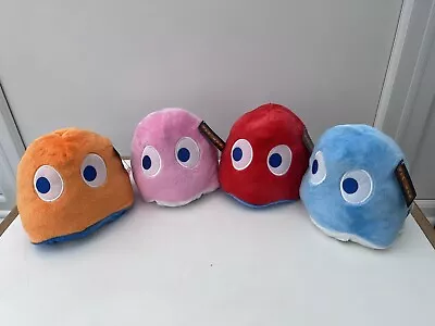 7  PAC-MAN 4 X REVERSIBLE GHOST PLUSH BUNDLE - Pinky Blinky Inky & Clyde • £44.99