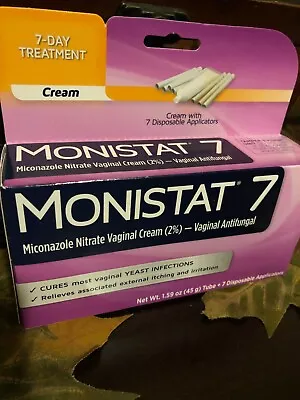 Monistat 7 Vaginal Antifungal Cream With Disposable Applicators 1.59 Oz • $17.99