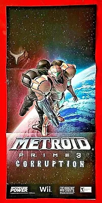 METROID PRIME CORRUPTION 3 / RAYMAN 2 XRAY Nintendo DOUBLE SIDE POSTER 10.5 X 22 • $15.99