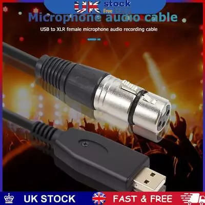 USB Microphone Cable USB Male To 3-Pin XLR Female Audio Cable Adapter (2m) • £8.99