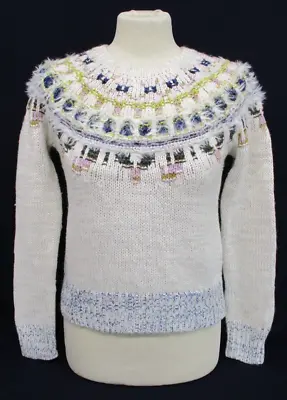 Fairisle Sweater Icelandic Pattern Jumper The Reeds Grey Blue XXS UK 8 • £16