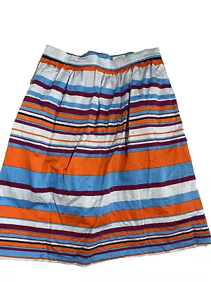 J Crew  Skirt Sz 6 Blue Orange Purple Striped   Cotton A Line Skirt Pockets • $15