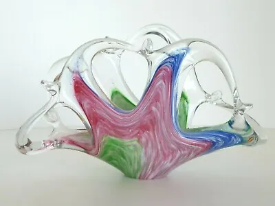 Murano Style Crystal Clear Art Glass Figurine Colorful Napkin Holder Made Italy • $29.99