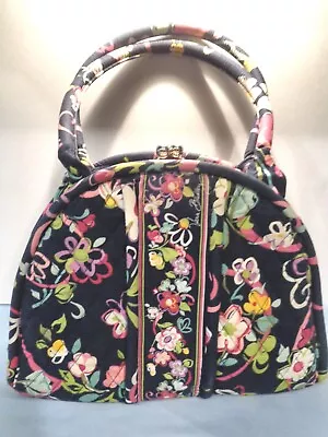 Vera Bradley Eloise Ribbon Floral Blue Kisslock Handbag Shoulder Bag • $19.95