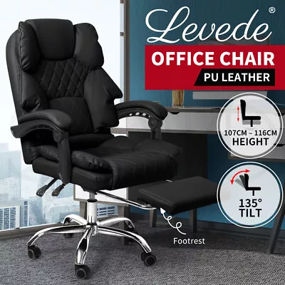 Levede Office Chair Gaming Recliner Executive Racing Computer Chairs PU Footrest • $189.99