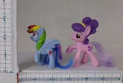 Two My Little Pony  Plastic Figures With Wig Tails Rainbow Dash Buttonbelle • $12