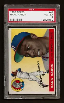 1955 Topps Hank Aaron #47 Braves HOF  PSA 4 • $539