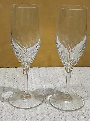 2 Rare Vintage Nachtmann Fleurie Lead Crystal Champagne Flute Glasses 6 1/2  • $34.99