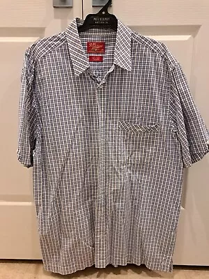 R M Williams Mens Short Sleeve Blue Check Shirt 3XL With Pocket • $15