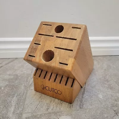 Cutco Homemaker Wood Knife Block 18 Slot With 8 Steak Slots 2 Round Oak Finish • $29.99