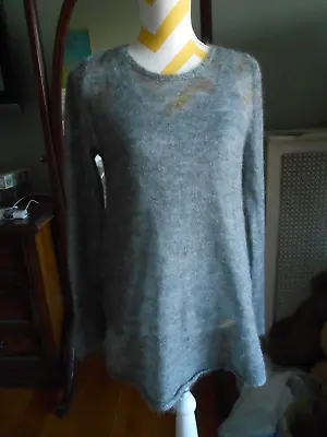 ZARA KNIT SIZE M Gray Light Weight Mohair Blend Pullover Sweater • $24.99