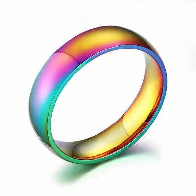 Rainbow Hematite Magnetic Healing Ring 6mm Band Sizes 5-14 Men Womens Ring • $9.99