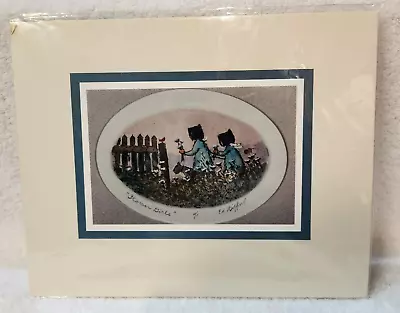 Ed Gifford  Flower Girls  Two Girls A Dog Fence Art Signed Print • $9.99