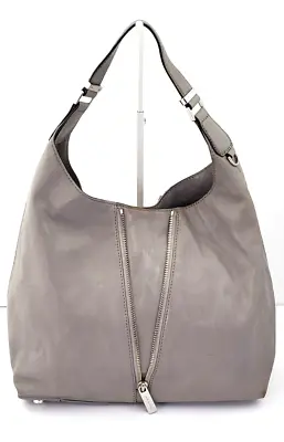 Michael Kors Newman Ash Grey Leather Large Hobo Shoulder Bag Decorative Zipper • $38