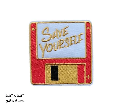 Save Yourself Red Floppy Disk Diskette Vintage Embroidered Iron On Patch • $4.99