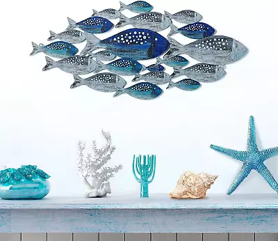 Metal Fish Wall Decor Handcrafted Fish Art Summer Metal Wall Sculpture Marine De • $19.01