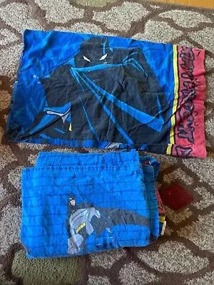 Vintage Batman Dark Knight Flannel DC Comics Twin Flat Sheet + Pillow Case • $43.96