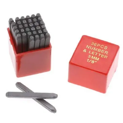 $16.95 • Buy 36pc 1/8  3MM Letter & Number Stamp Punch Set Hardened Steel, Metal Wood Leather