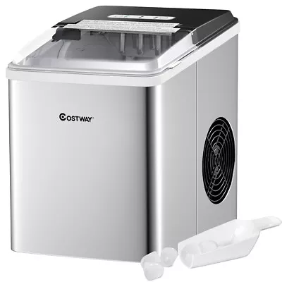 Stainless Steel Ice Maker Machine Countertop 26Lbs/24H Self-Clean W/Scoop Silver • $129.99