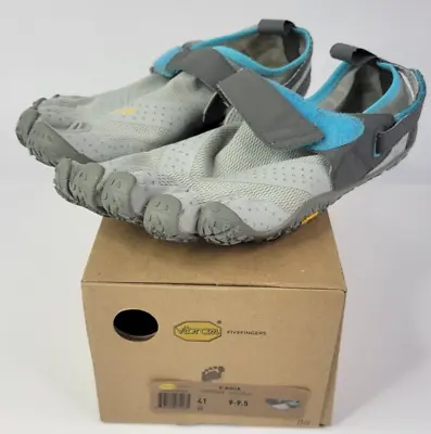 EUC LN! Vibram Mens 41 / 9-9.5 Five Fingers V-Aqua Water Barefoot Shoe Grey Blue • $52.97