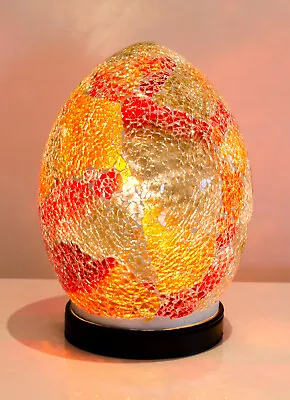 Orange & Red Glass Mosaic Mini Egg Lamp NEW BOXED Egg Shaped Gift Home Lighting • £24.99